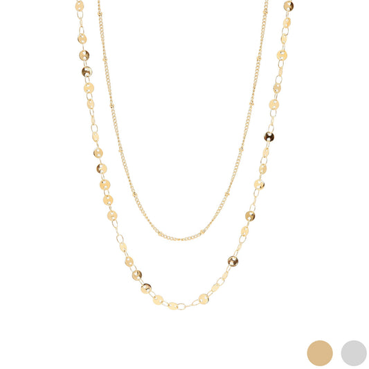 Two gold necklaces on a white background