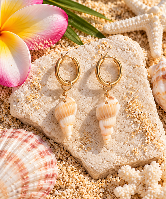 Natural Spiral Shell Drop Earrings