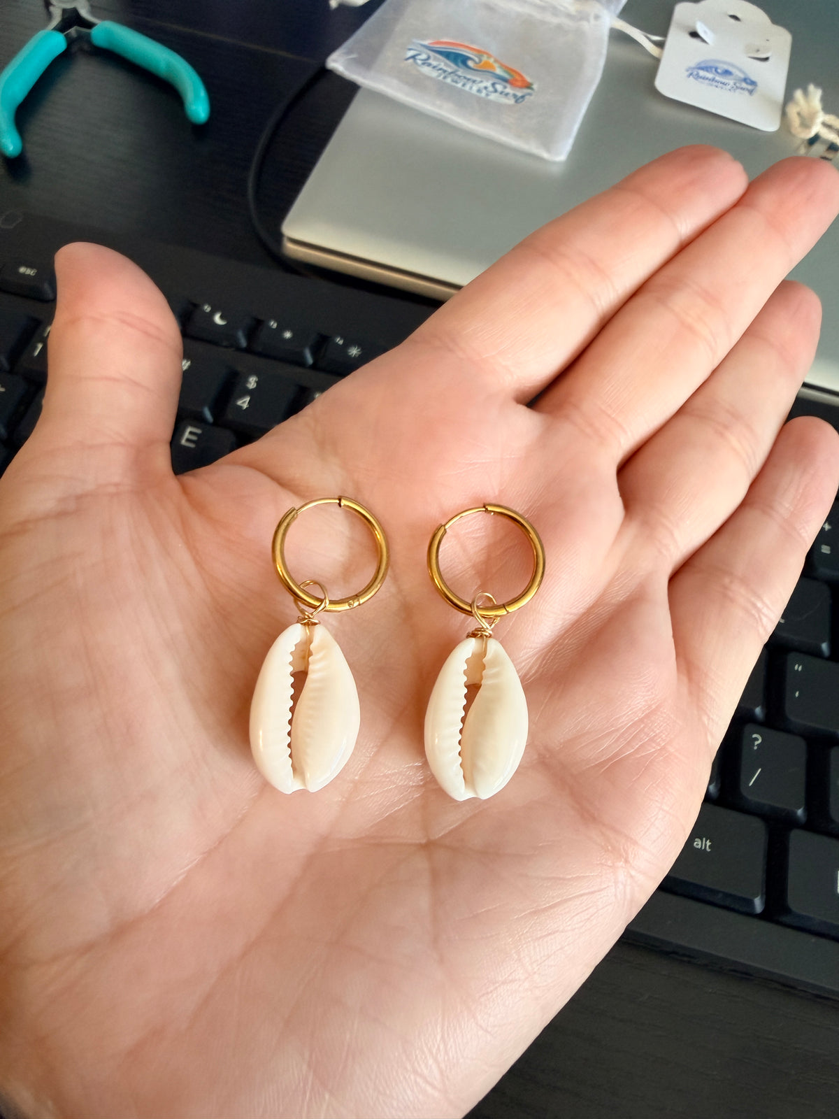 Cowrie Shell Drop Earrings