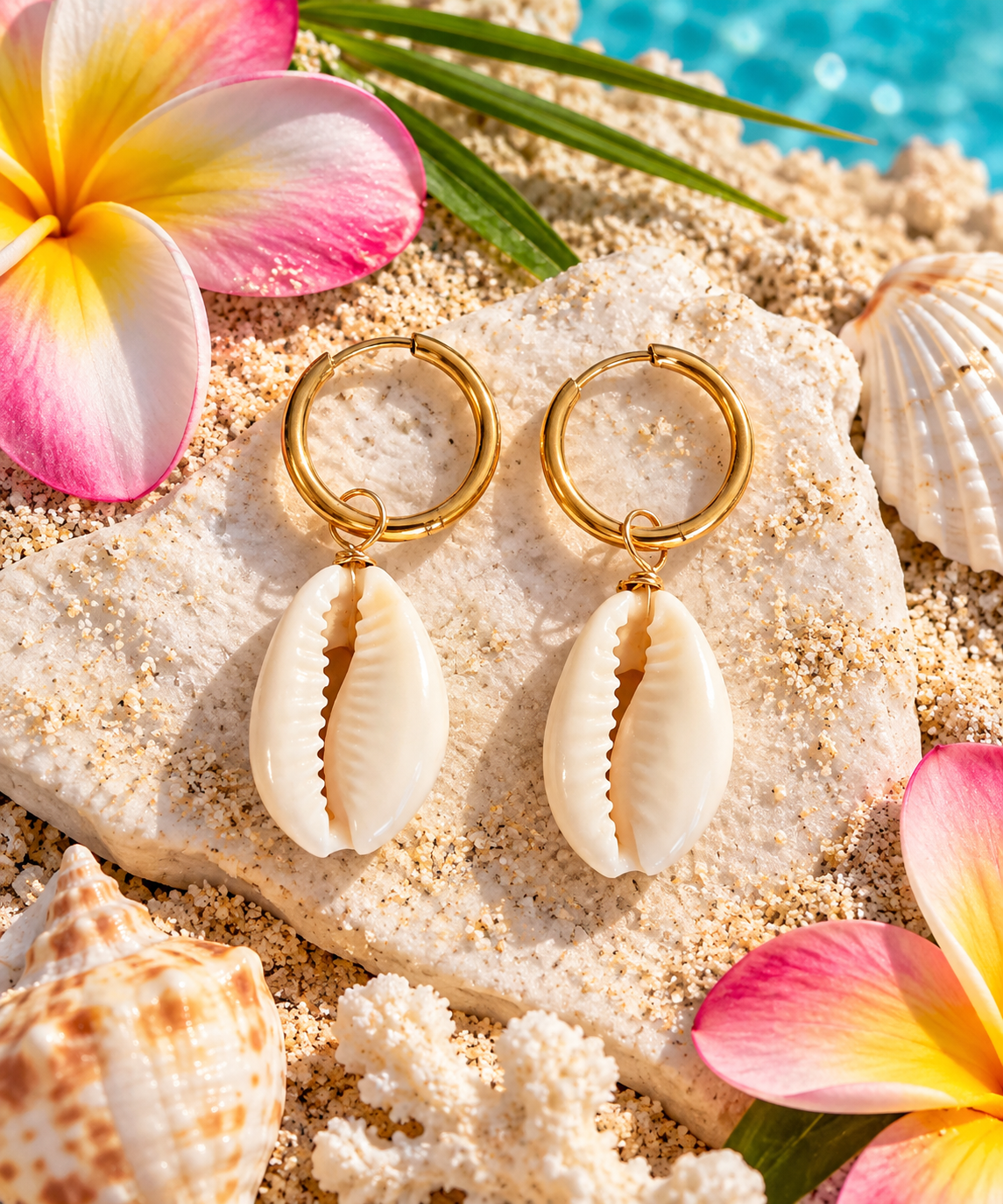 Cowrie Shell Drop Earrings