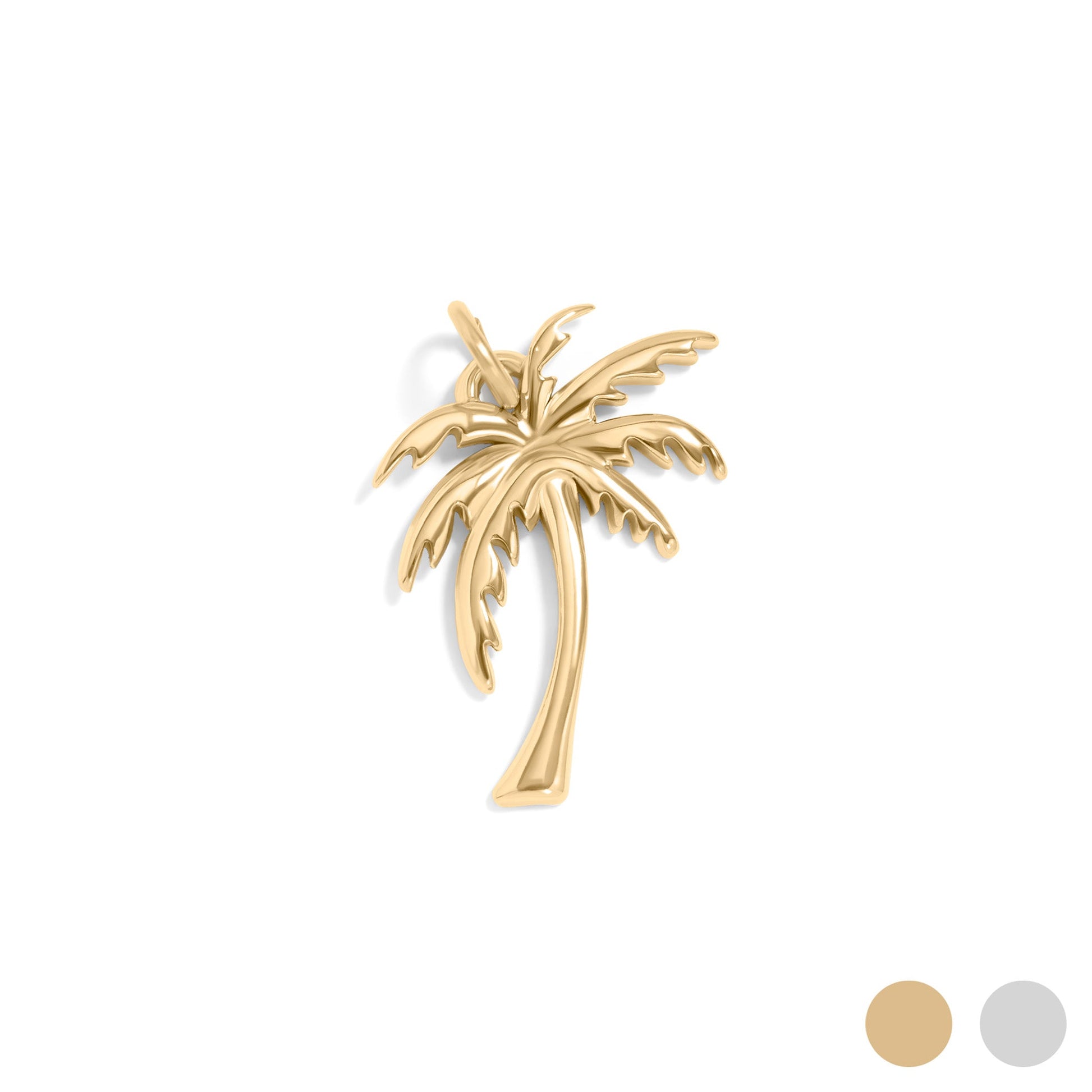 Gold palm tree charm on a white background