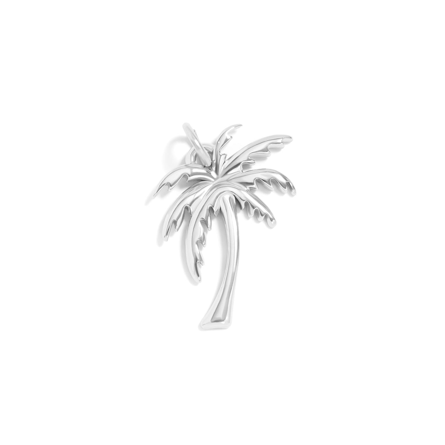Silver palm tree charm on a white background