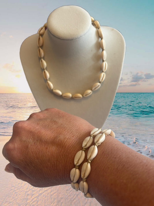 Lotus & Luna Cowrie Shell Choker/Double Wrap Bracelet